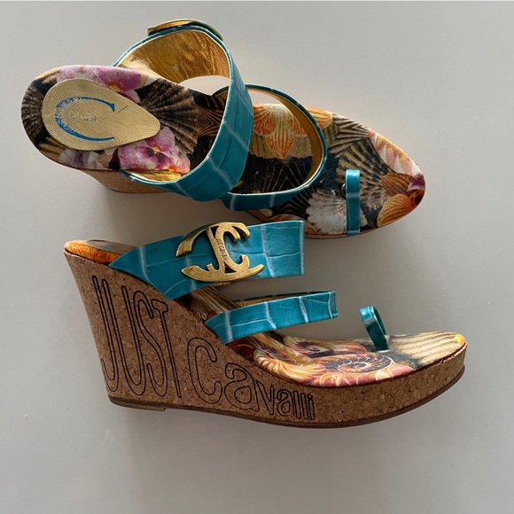 Just Cavalli 🐚 Wedges Sandals Summer Print 🐚 - Picture 7 of 10
